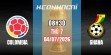 Tỷ lệ kèo Colombia vs Ghana – Vòng loại trực tiếp World Cup 08h30 ngày 04/07/2026