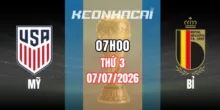 Tỷ lệ kèo Mỹ vs Bỉ – Vòng loại trực tiếp World Cup 07h00 ngày 07/07/2026