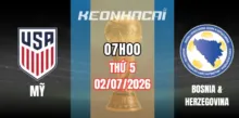 Tỷ lệ kèo Mỹ vs Bosnia và Herzegovina – Vòng loại trực tiếp World Cup 07h00 ngày 02/07/2026