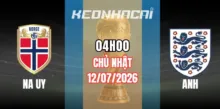 Tỷ lệ kèo Na Uy vs Anh – Vòng loại trực tiếp World Cup 04h00 ngày 12/07/2026